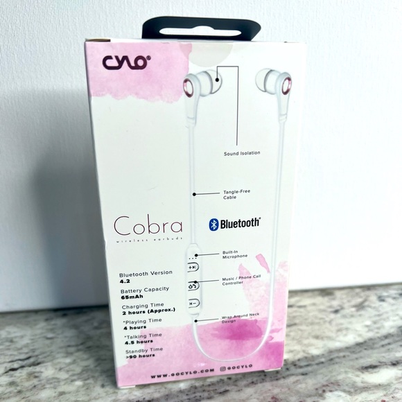 CYLO Cobra Bluetooth Wireless Earbuds - Pink - Picture 2 of 4